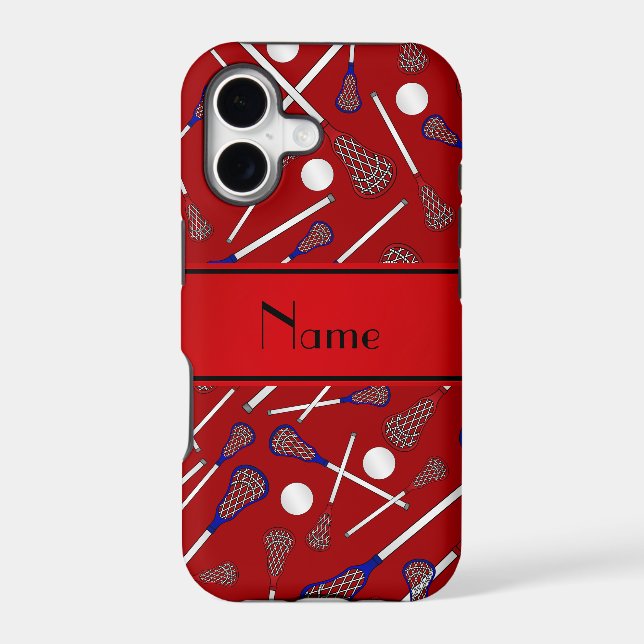Personalised name red lacrosse pattern (Back)