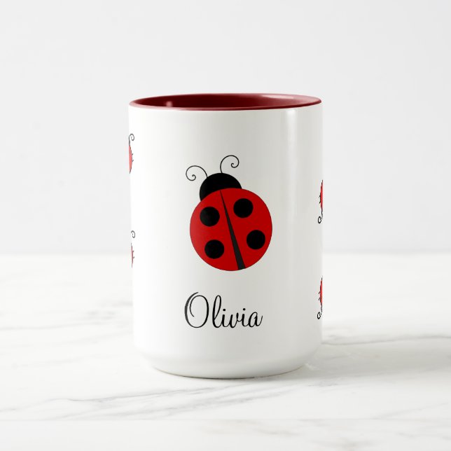 Personalised Name Red LadyBug Mug (Center)