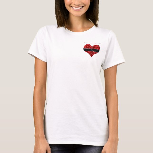 Personalised name red leopard pattern T-Shirt (Front)
