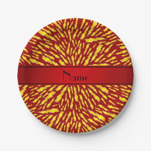 Personalised name red lightning bolts paper plate