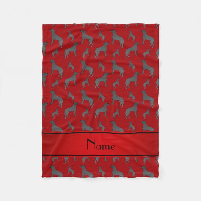 Personalised name red Mastiff dogs Fleece Blanket (Front)