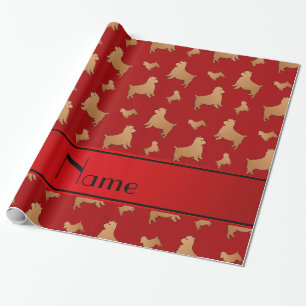 Personalised name red Norwich Terrier dogs Wrapping Paper