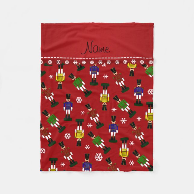 Personalised name red nutcrackers fleece blanket (Front)
