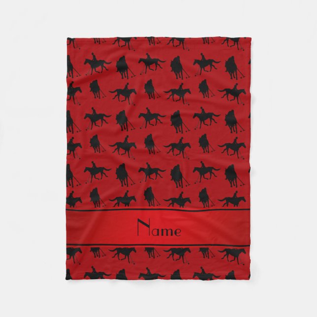 Personalised name red polo pattern fleece blanket (Front)