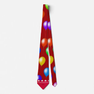 Personalised name red rainbow birthday balloons tie