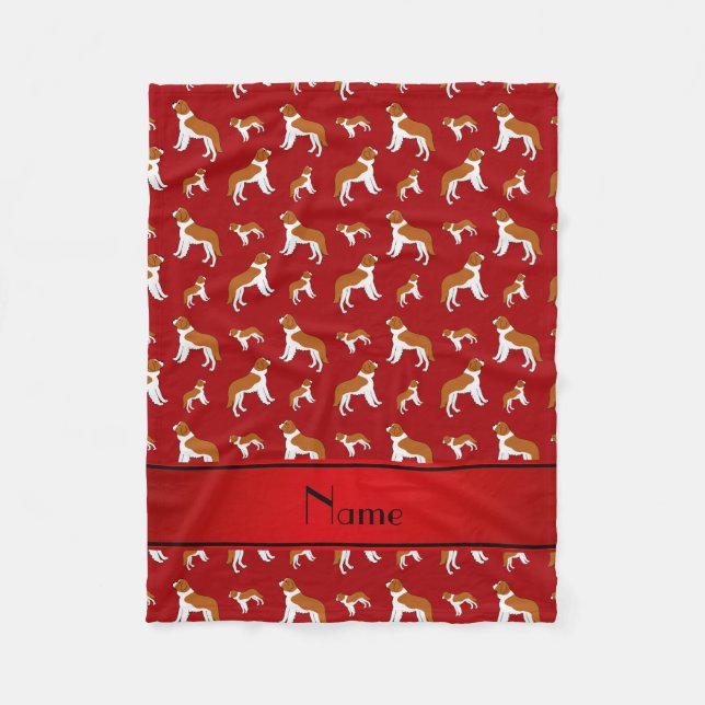 Personalised name red St Bernard dogs Fleece Blanket (Front)