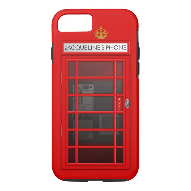 Personalised Name Red Telephone Box iPhone 7 case (Back)