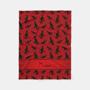 Personalised name red trex dinosaurs fleece blanket