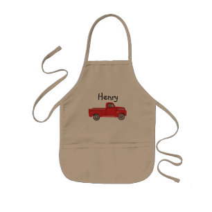 Personalised Name Red Truck Children’s Apron