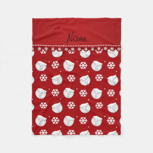 Personalised name red volleyballs santa hats fleece blanket