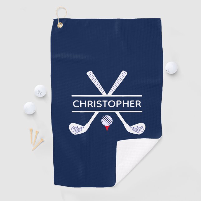 Personalised Name Red White Blue Golf Towel (InSitu)