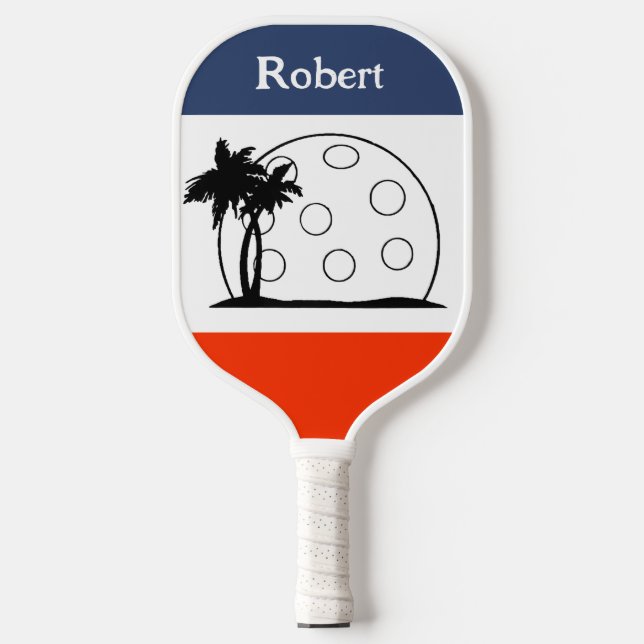 Personalised Name  Red White Navy Blue  Pickleball Paddle (Front)