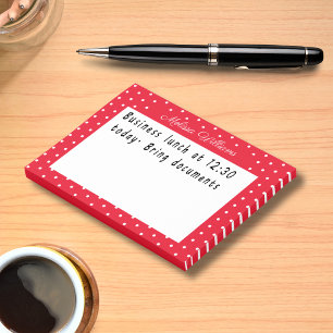 Personalised Name Red White Polka Dot Pattern Post-it Notes