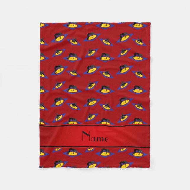 Personalised name red wrestlers on mat fleece blanket (Front)