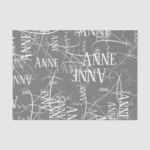 Personalised Name repeated grey Tissue Paper