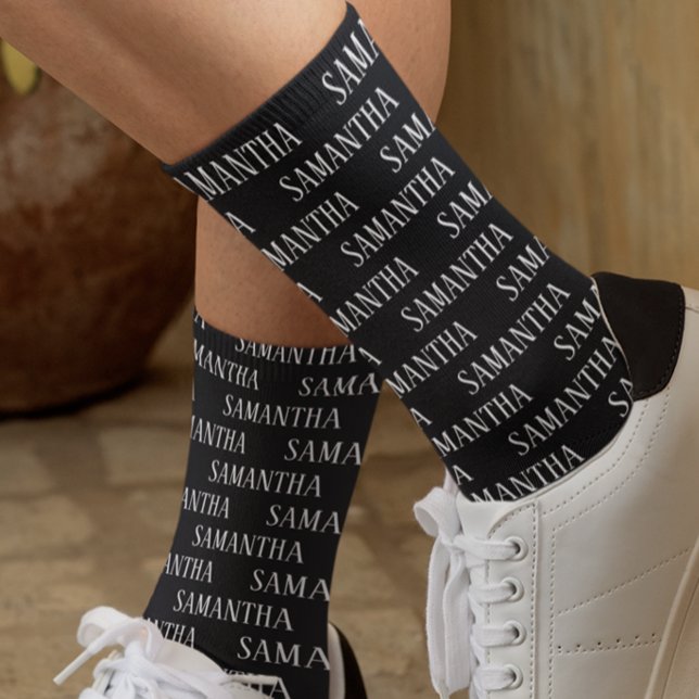 Personalised Name Repeating Pattern Custom  Socks (Creator Uploaded)