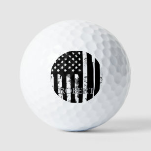 Personalised Name Retro American Flag Golf Gift Balls