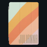 Personalised Name Retro Bright Pastel Summer  iPad Pro Cover<br><div class="desc">This personalised iPad case features a modern diagonal colorblock design in soft pastel tones of mint, peach, and coral. A bold vertical name customisation adds a stylish personal touch, making it ideal for students, creatives, or anyone who wants to carry their tech in a fun, eye-catching way. Designed for everyday...</div>