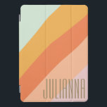 Personalised Name Retro Bright Pastel Summer  iPad Pro Cover<br><div class="desc">This personalised iPad case features a modern diagonal colorblock design in soft pastel tones of mint, peach, and coral. A bold vertical name customisation adds a stylish personal touch, making it ideal for students, creatives, or anyone who wants to carry their tech in a fun, eye-catching way. Designed for everyday...</div>