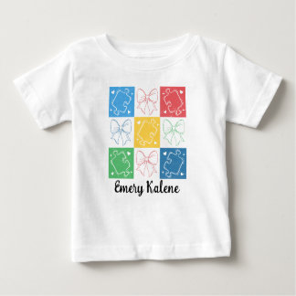 Personalised Name Retro Chequered Autism Awareness Baby T-Shirt