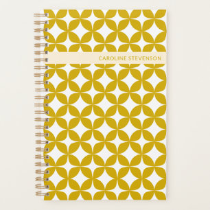 Personalised Name Retro Geometric Golden Yellow Planner