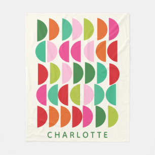 Personalised Name Retro Geometric Pattern Decor Fleece Blanket