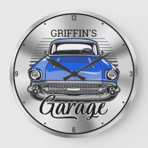 Personalised NAME Retro Hardtop Classic Car Garage Large Clock