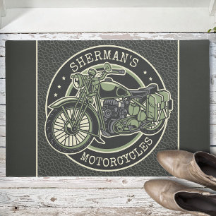 Personalised NAME Retro Military Motorcycle Biker Doormat