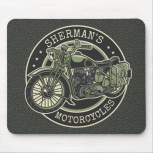 Personalised NAME Retro Military Motorcycle Biker Mouse Pad