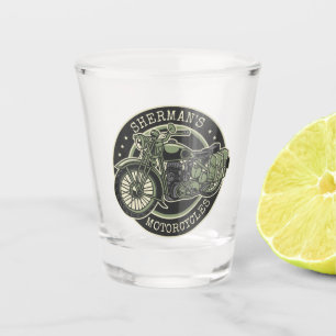 Personalised NAME Retro Military Motorcycle Biker Shot Glass