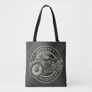 Personalised NAME Retro Military Motorcycle Biker Tote Bag