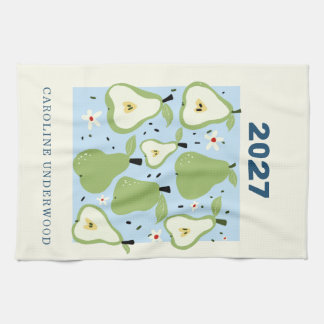 Personalised Name Retro Pear Market Cottage Kitch Tea Towel