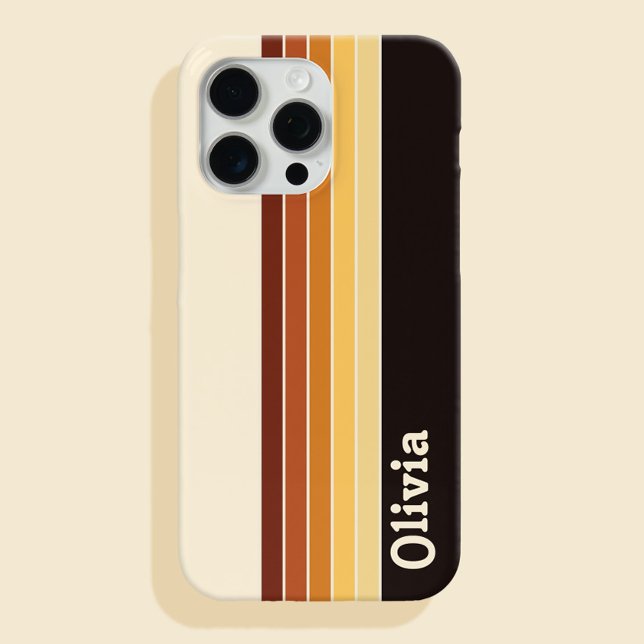 Personalised Name Retro Stripes  iPhone Case (Creator Uploaded)