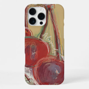 Personalised Name Retro Vintage Hand Drawn Cherry iPhone 16 Pro Max Case