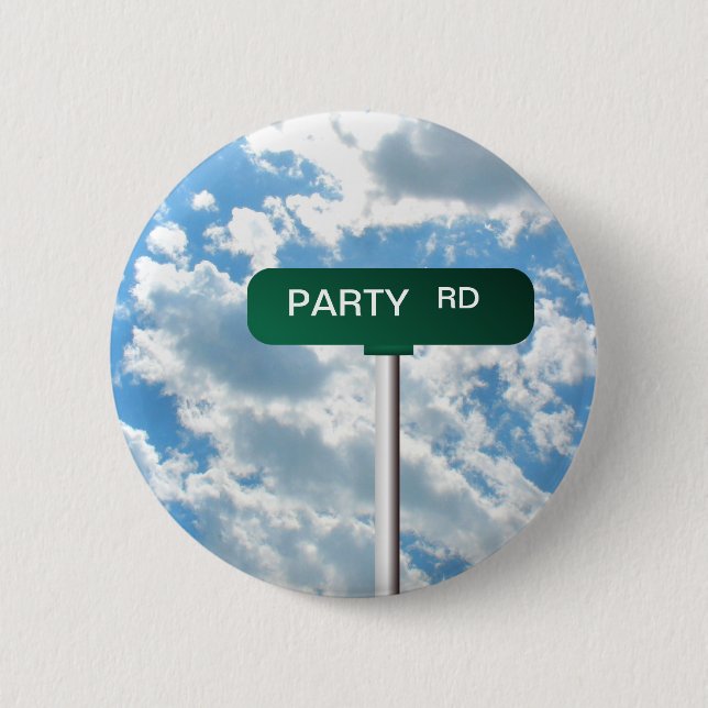 Personalised Name Road Street Sign on Blue Sky 6 Cm Round Badge (Front)