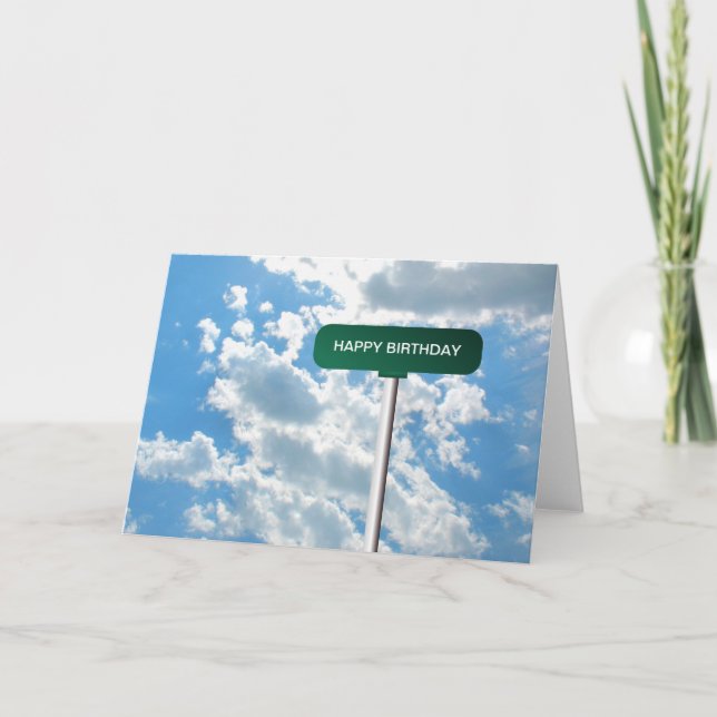 Personalised Name Road Street Sign on Blue Sky Card (Front)