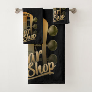 Personalised NAME Rock Music Guitar Shop Musician Bath Towel Set