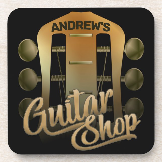 Personalised NAME Rock Music Guitar Shop Musician Coaster (Front)