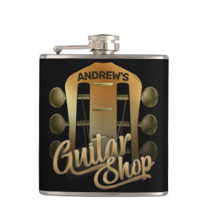 Personalised NAME Rock Music Guitar Shop Musician Hip Flask