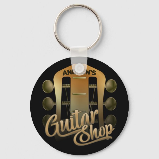 Personalised NAME Rock Music Guitar Shop Musician Key Ring (Front)