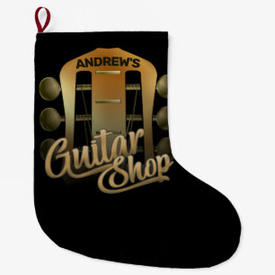 Personalised NAME Rock Music Guitar Shop Musician Large Christmas Stocking