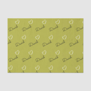 Personalised Name Romantic Heart Biege Tissue Paper