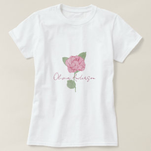 Personalised Name Rose Flower Watercolor Script  T-Shirt