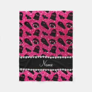 Personalised name rose pink glitter vampire fleece blanket