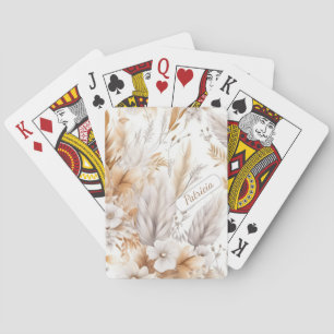 Personalised Name Rustic Chic Bohemian Wildflowers Playing Cards