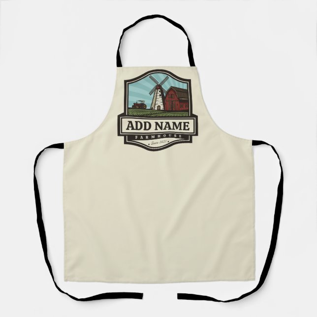 Personalised NAME Rustic Farmhouse Old Windmill Apron (Front)