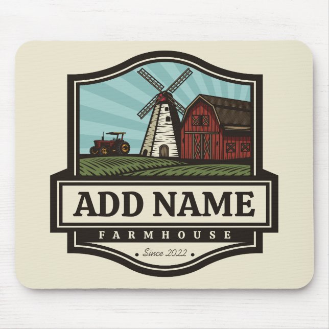 Personalised NAME Rustic Farmhouse Old Windmill Mouse Pad (Front)