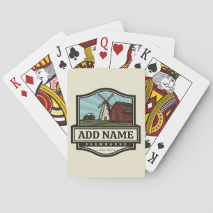 Personalised NAME Rustic Farmhouse Old Windmill Playing Cards
