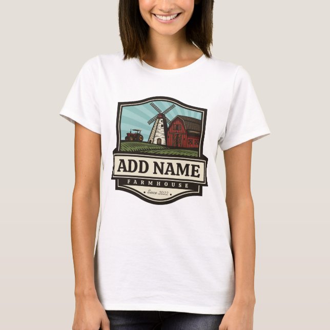 Personalised NAME Rustic Farmhouse Old Windmill  T-Shirt (Front)