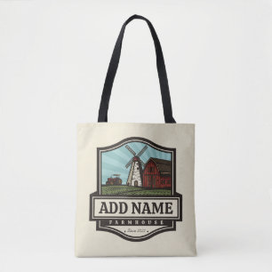 Personalised NAME Rustic Farmhouse Old Windmill Tote Bag